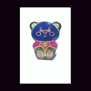 Spardose B&auml;r Shanti-Leder, blau, Ziegenleder, ca. 14,5 x 11,5 x 4 cm