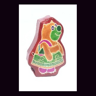 Spardose B&auml;r Shanti-Leder, rosa, Ziegenleder, ca. 15 x 10 x 3,5 cm