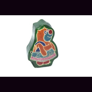 Spardose B&auml;r Shanti-Leder, gr&uuml;n, Ziegenleder, ca. 15 x 10 x 3,5 cm