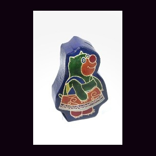 Spardose B&auml;r Shanti-Leder, blau, Ziegenleder, ca. 15 x 10 x 3,5 cm