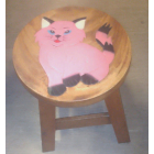 Kinderhocker KATZE ROSA  mit Wuschelfell natur Pfoten,...